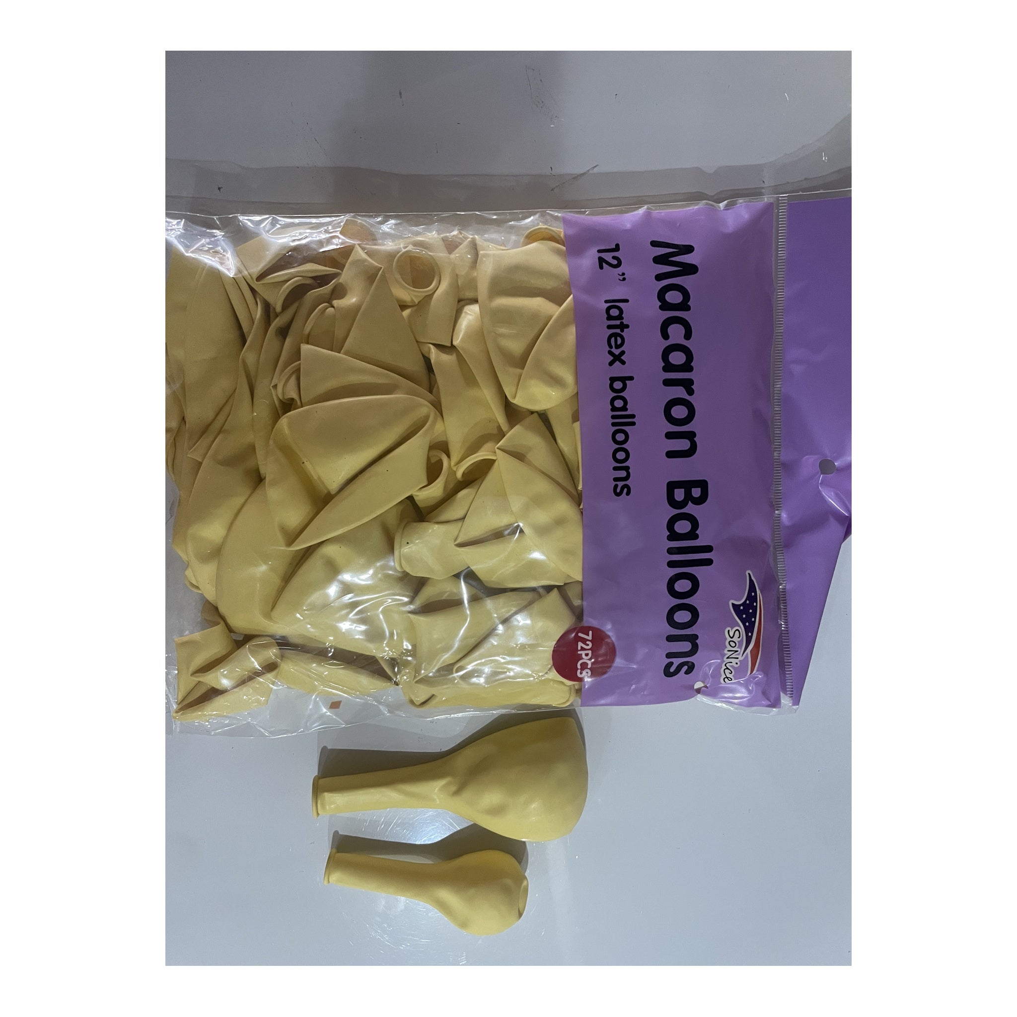12"Macaron Balloon Yellow 72 ct